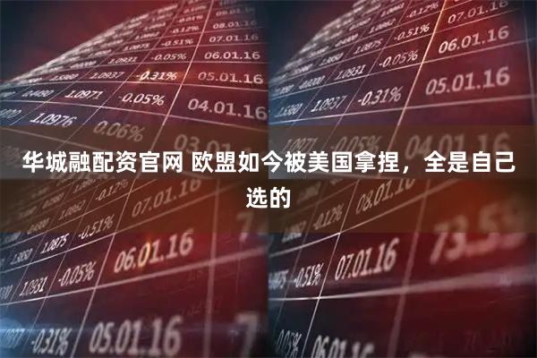 华城融配资官网 欧盟如今被美国拿捏，全是自己选的
